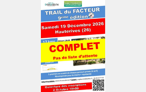 Trail du Facteur 2026 - Ouverture des inscriptions